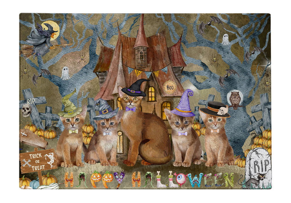 Abyssinian Cats Cutting Board: Explore a Variety of Designs, Personalized, Custom, Kitchen Tempered Glass Scratch and Stain Resistant, Halloween Gift for Pet and Cat Lovers
