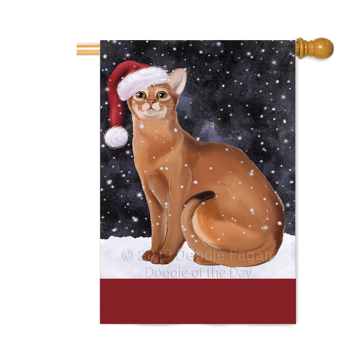 Personalized Let It Snow Happy Holidays Abyssinian Cat Custom House Flag FLG-DOTD-A62262