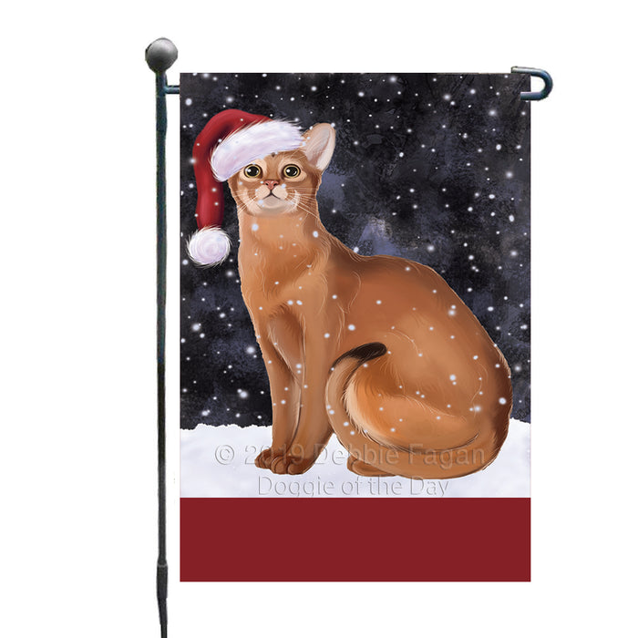 Personalized Let It Snow Happy Holidays Abyssinian Cat Custom Garden Flags GFLG-DOTD-A62206