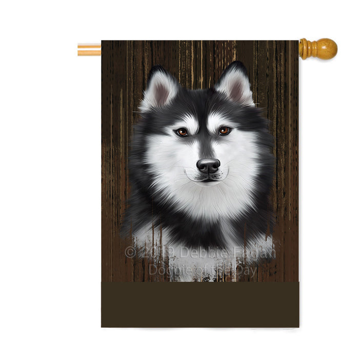 Personalized Rustic Siberian Husky Dog Custom House Flag FLG64449