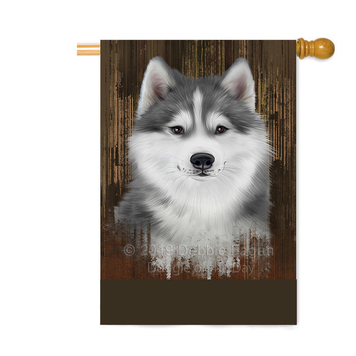 Personalized Rustic Siberian Husky Dog Custom House Flag FLG64450