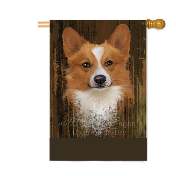 Personalized Rustic Welsh Corgi Dog Custom House Flag FLG64452