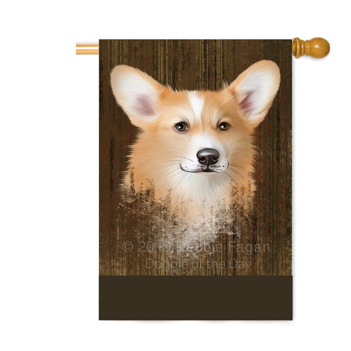 Personalized Rustic Welsh Corgi Dog Custom House Flag FLG64453