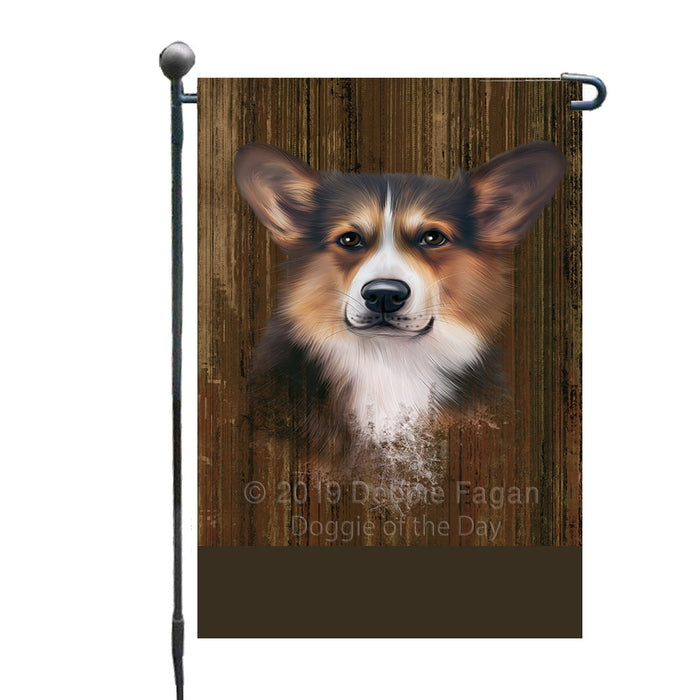 Personalized Rustic Welsh Corgi Dog Custom Garden Flag GFLG63377