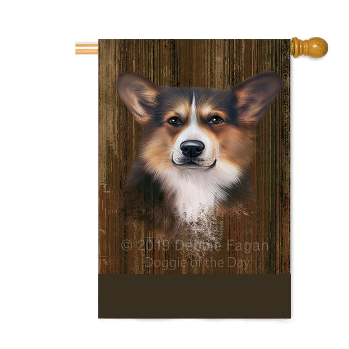 Personalized Rustic Welsh Corgi Dog Custom House Flag FLG64454