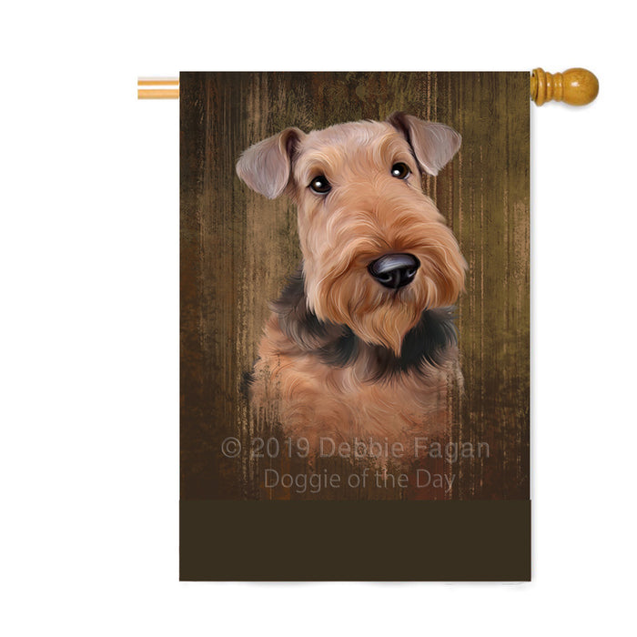 Personalized Rustic Airedale Dog Custom House Flag FLG64444