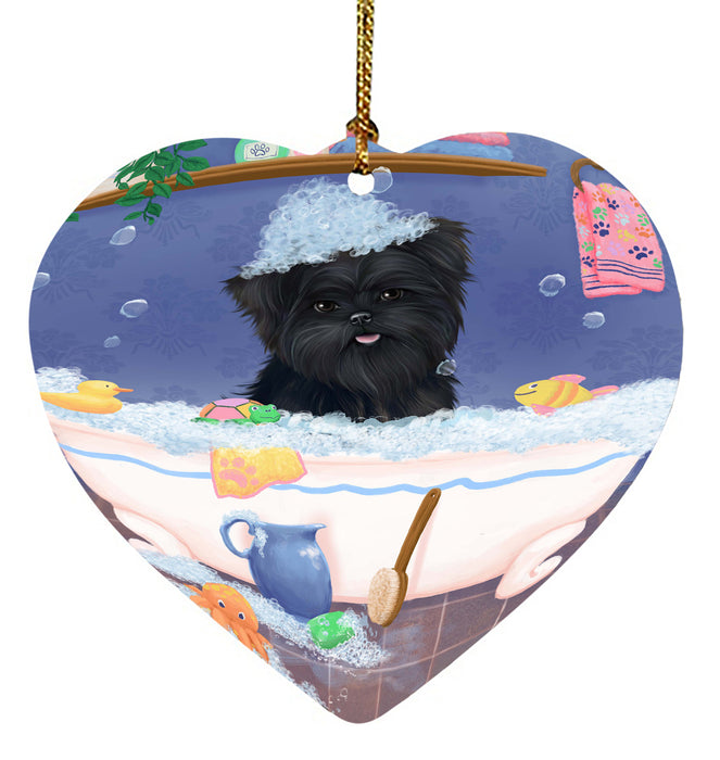 Rub A Dub Dog In A Tub Affenpinscher Dog Heart Christmas Ornament HPORA58517