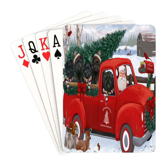 Christmas Santa Express Delivery Red Truck Affenpinscher Dogs Playing Card Decks
