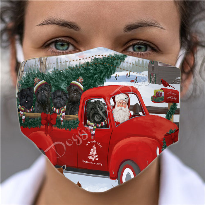 Christmas Santa Express Delivery Red Truck Affenpinscher Dogs Face Mask FM48395