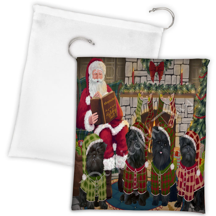 Christmas Cozy Holiday Fire Tails Affenpinscher Dogs Drawstring Laundry or Gift Bag LGB48456