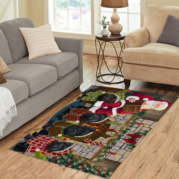 Christmas Cozy Holiday Fire Tails Affenpinscher Dogs Area Rug