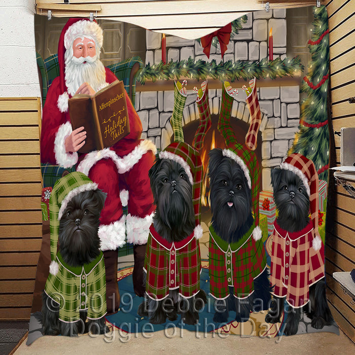 Christmas Cozy Holiday Fire Tails Affenpinscher Dogs Quilt