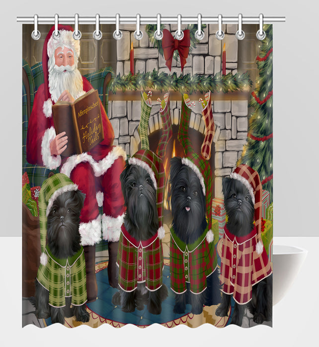 Christmas Cozy Holiday Fire Tails Affenpinscher Dogs Shower Curtain