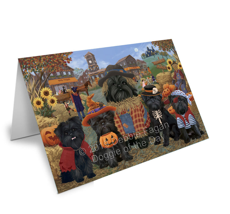 Halloween 'Round Town Affenpinscher Dogs Handmade Artwork Assorted Pets Greeting Cards and Note Cards with Envelopes for All Occasions and Holiday Seasons GCD77711