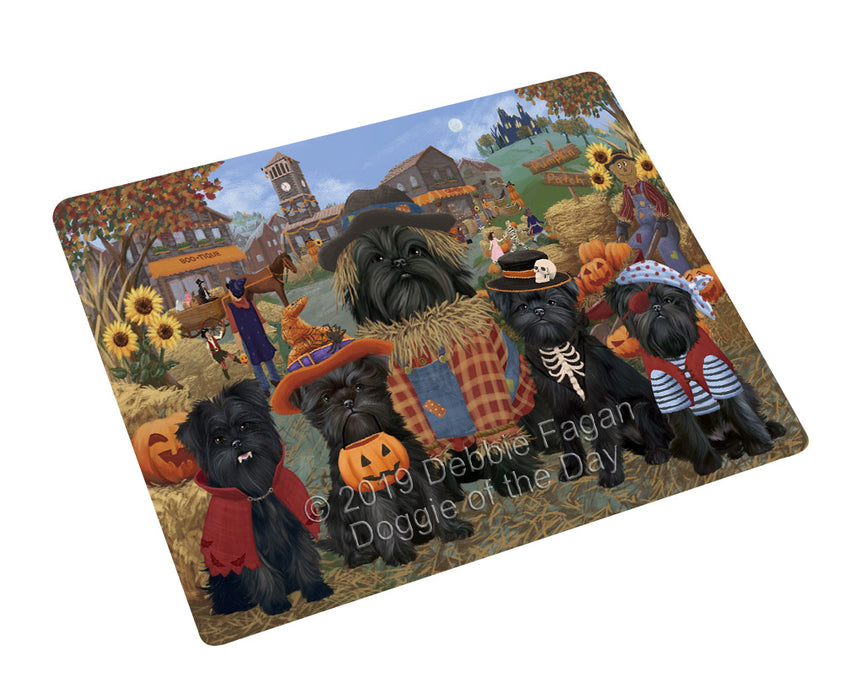 Halloween 'Round Town And Fall Pumpkin Scarecrow Both Affenpinscher Dogs Cutting Board C76996