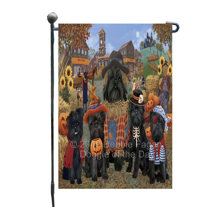 Halloween 'Round Town And Fall Pumpkin Scarecrow Both Affenpinscher Dogs Garden Flag GFLG65555