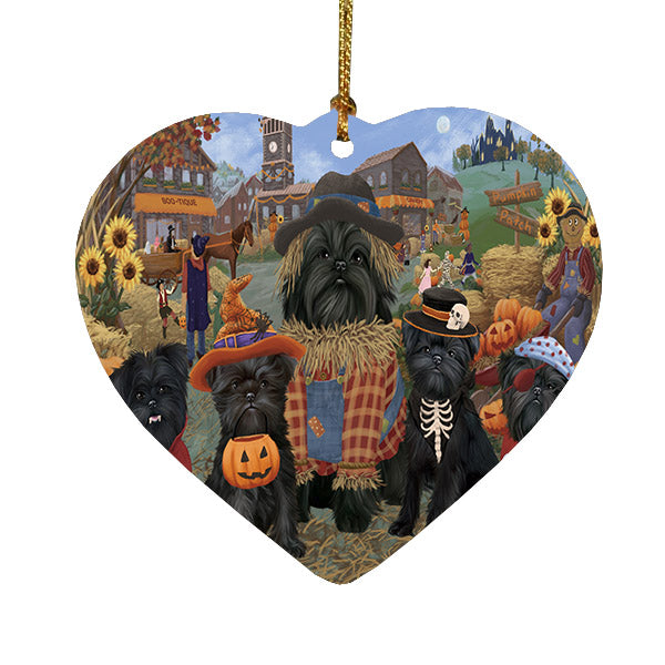 Halloween 'Round Town Affenpinscher Dogs Heart Christmas Ornament HPOR57455
