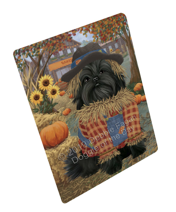 Halloween 'Round Town And Fall Pumpkin Scarecrow Both Affenpinscher Dogs Large Refrigerator / Dishwasher Magnet RMAG104526