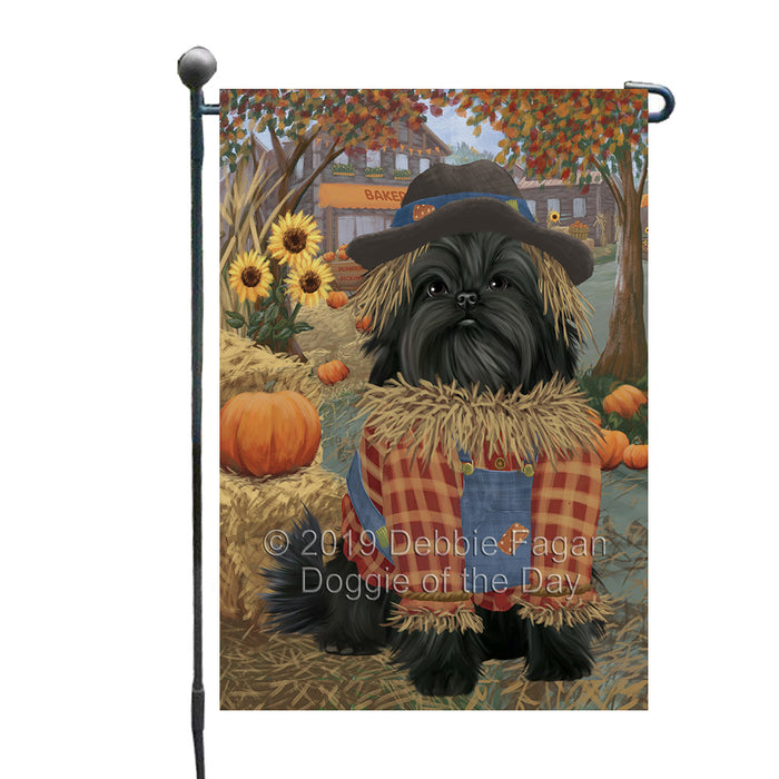 Halloween 'Round Town And Fall Pumpkin Scarecrow Both Affenpinscher Dogs Garden Flag GFLG65616