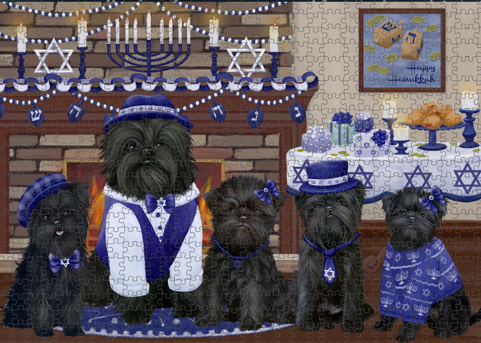 Happy Hanukkah Family and Happy Hanukkah Both Affenpinscher Dogs Puzzle with Photo Tin PUZL96616