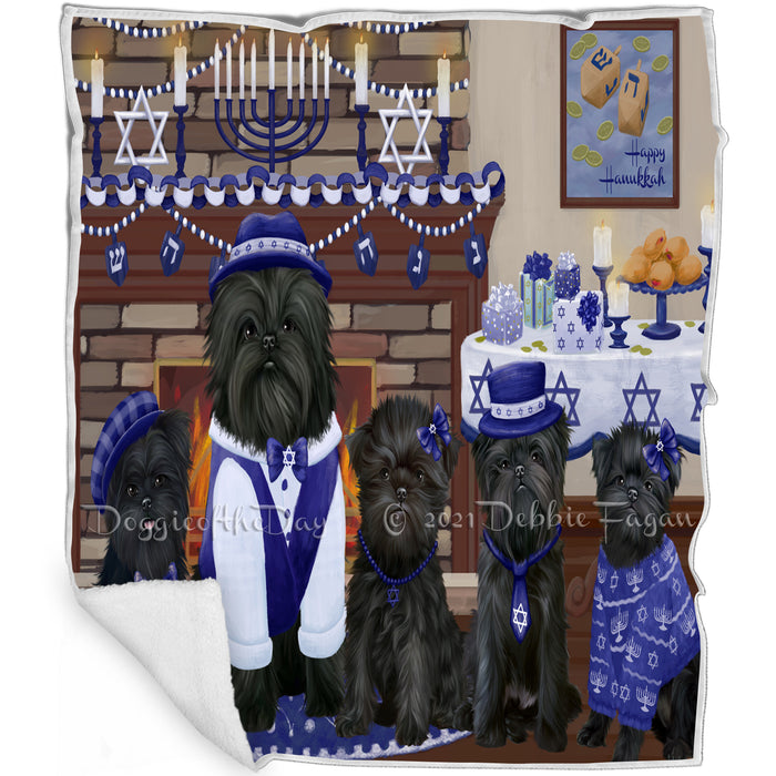 Happy Hanukkah Family and Happy Hanukkah Both Affenpinscher Dogs Blanket BLNKT140159