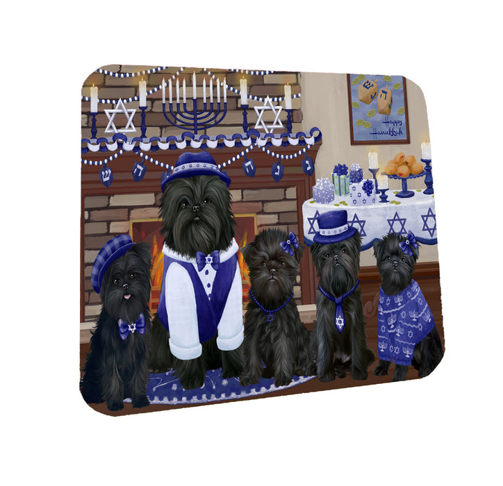Happy Hanukkah Family Affenpinscher Dogs Coasters Set of 4 CSTA57533