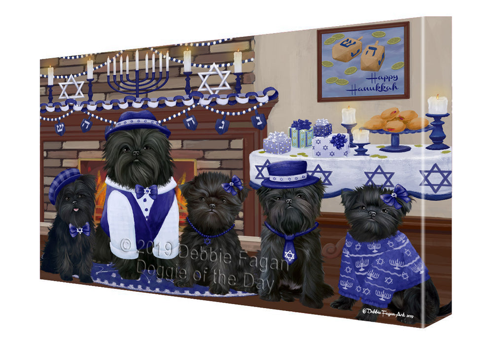 Happy Hanukkah Family and Happy Hanukkah Both Affenpinscher Dogs Canvas Print Wall Art Décor CVS140786