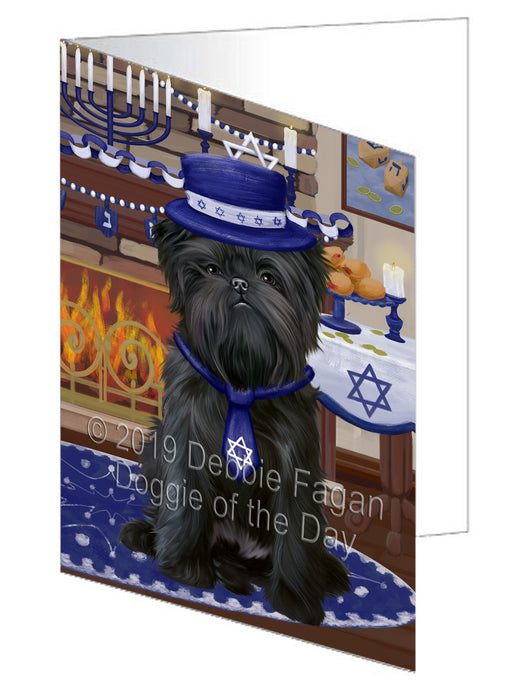 Happy Hanukkah Affenpinscher Dog Handmade Artwork Assorted Pets Greeting Cards and Note Cards with Envelopes for All Occasions and Holiday Seasons GCD78245