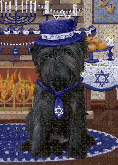 Happy Hanukkah Family and Happy Hanukkah Both Affenpinscher Dog Puzzle with Photo Tin PUZL96840