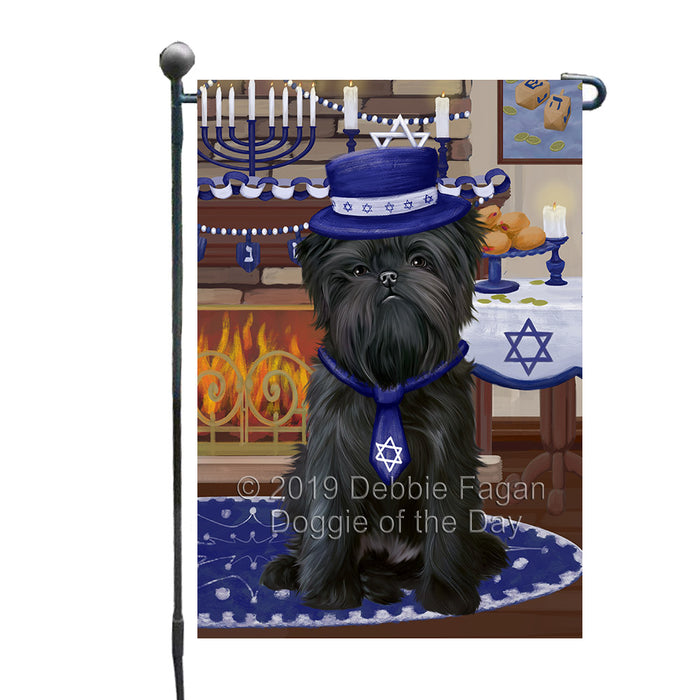 Happy Hanukkah Family and Happy Hanukkah Both Affenpinscher Dog Garden Flag GFLG65677