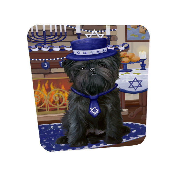 Happy Hanukkah Family Affenpinscher Dogs Coasters Set of 4 CSTA57589