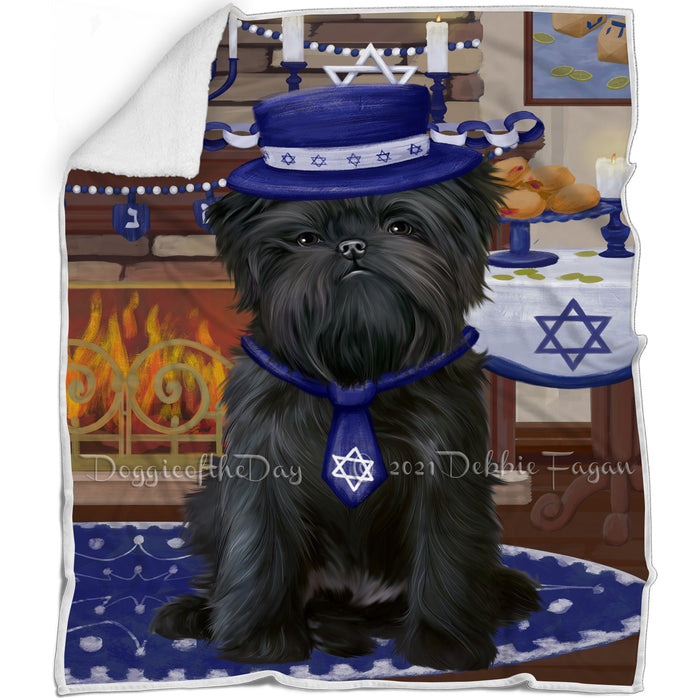 Happy Hanukkah Family and Happy Hanukkah Both Affenpinscher Dog Blanket BLNKT139655