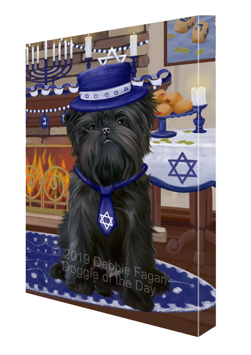 Happy Hanukkah Family and Happy Hanukkah Both Affenpinscher Dog Canvas Print Wall Art Décor CVS140282