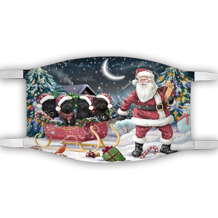Santa Sled Dogs Christmas Happy Holidays Affenpinscher Dogs Face Mask FM48952