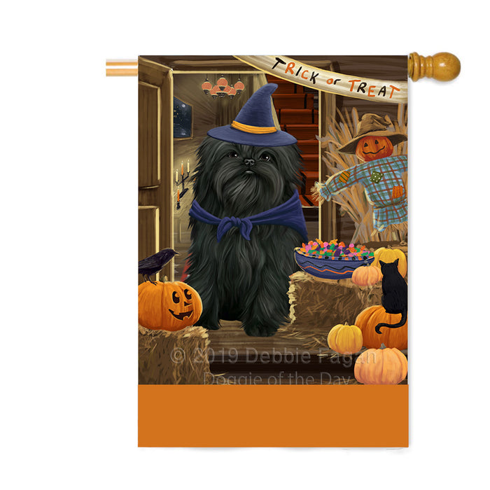 Personalized Enter at Own Risk Trick or Treat Halloween Affenpinscher Dog Custom House Flag FLG-DOTD-A59452