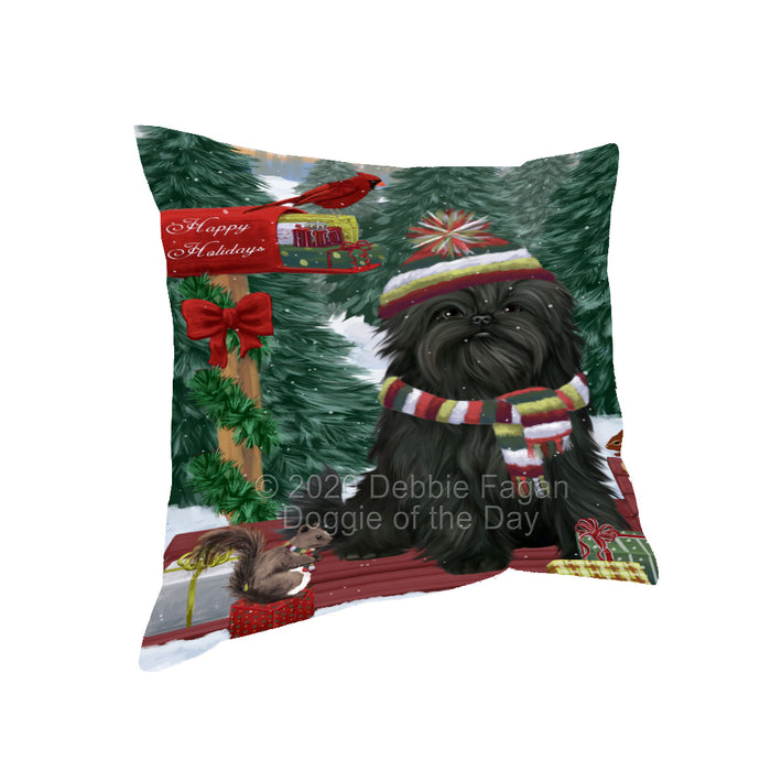 Christmas Woodland Sled Affenpinscher Dog Pillow with Top Quality High-Resolution Images - Ultra Soft Pet Pillows for Sleeping - Reversible & Comfort - Ideal Gift for Dog Lover - Cushion for Sofa Couch Bed - 100% Polyester, PILA93400