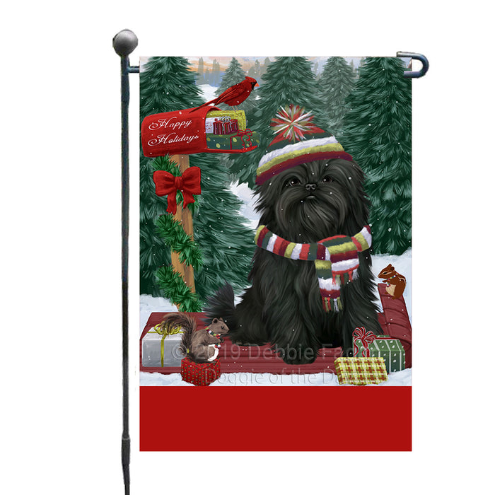 Personalized Merry Christmas Woodland Sled  Affenpinscher Dog Custom Garden Flags GFLG-DOTD-A61451