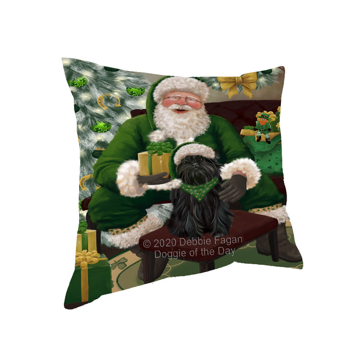 Christmas Irish Santa with Gift and Affenpinscher Dog Pillow PIL86644