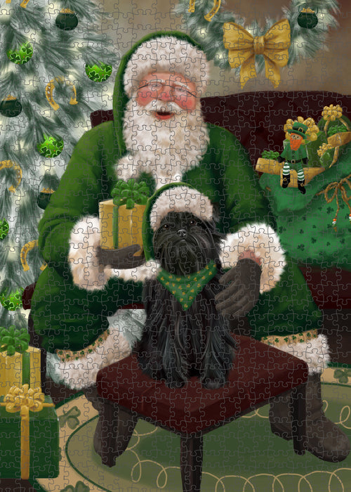 Christmas Irish Santa with Gift and Affenpinscher Dog Puzzle with Photo Tin PUZL100260