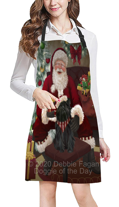 Santa's Christmas Surprise Affenpinscher Dog Apron - Adjustable Long Neck Bib for Adults - Waterproof Polyester Fabric With 2 Pockets - Chef Apron for Cooking, Dish Washing, Gardening, and Pet Grooming