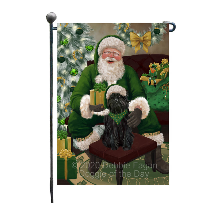 Christmas Irish Santa with Gift and Affenpinscher Dog Garden Flag GFLG66606