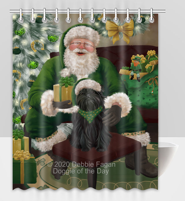 Christmas Irish Santa with Gift and Affenpinscher Dog Shower Curtain Bathroom Accessories Decor Bath Tub Screens SC100