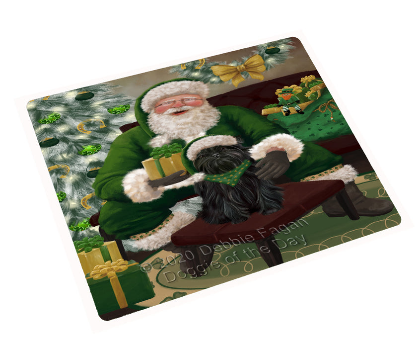 Christmas Irish Santa with Gift and Affenpinscher Dog Cutting Board - Easy Grip Non-Slip Dishwasher Safe Chopping Board Vegetables C78223