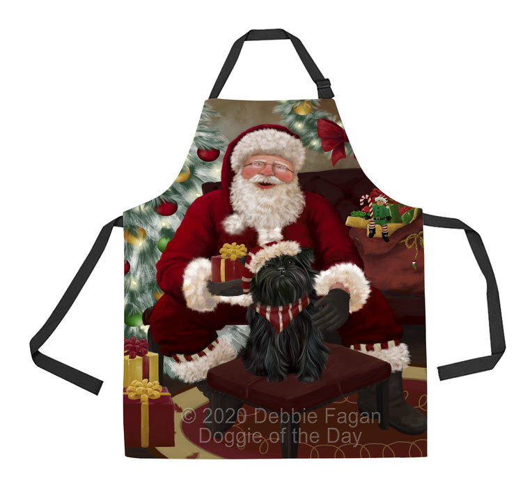 Santa's Christmas Surprise Affenpinscher Dog Apron - Adjustable Long Neck Bib for Adults - Waterproof Polyester Fabric With 2 Pockets - Chef Apron for Cooking, Dish Washing, Gardening, and Pet Grooming