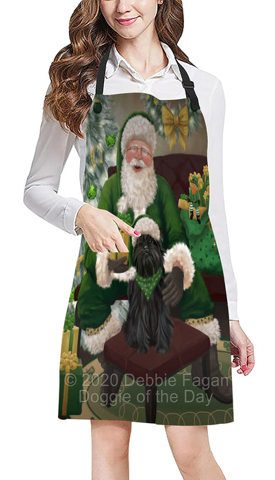Christmas Irish Santa with Gift and Affenpinscher Dog Apron Apron-48266
