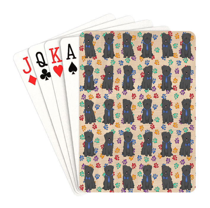 Rainbow Paw Print Affenpinscher Dogs Blue Playing Card Decks