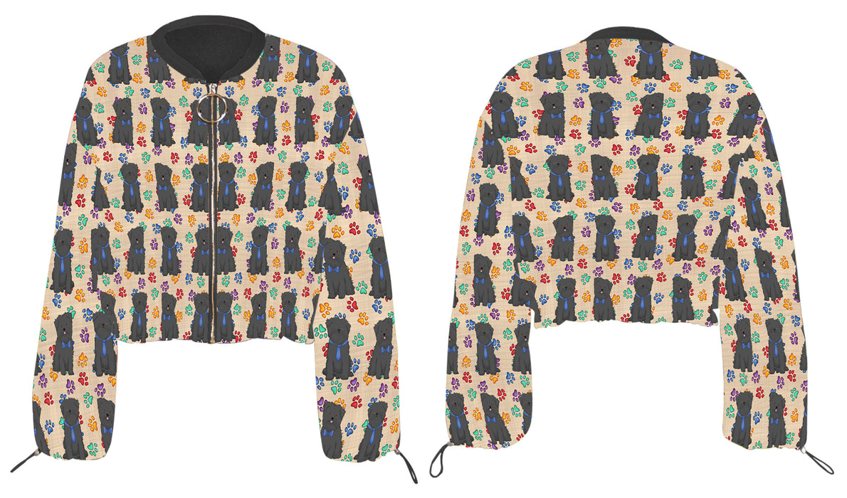 Rainbow Paw Print Affenpinscher Dogs Cropped Chiffon Women's Jacket WH50461