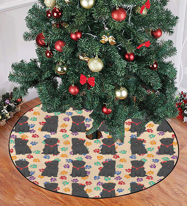 Rainbow Paw Print Affenpinscher Dogs Red Christmas Tree Skirt