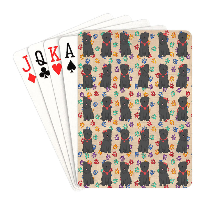 Rainbow Paw Print Affenpinscher Dogs Red Playing Card Decks