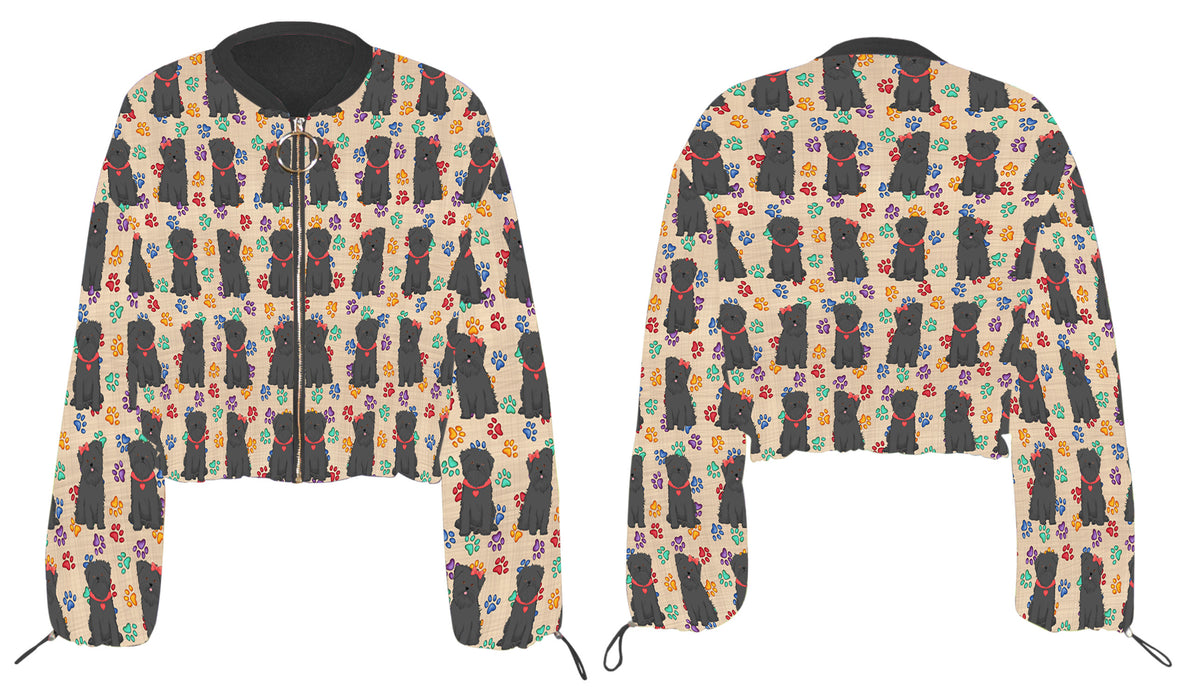 Rainbow Paw Print Affenpinscher Dogs Cropped Chiffon Women's Jacket WH50462